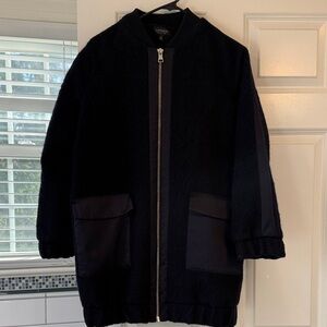 Topshop navy Textured Zip-Up coat